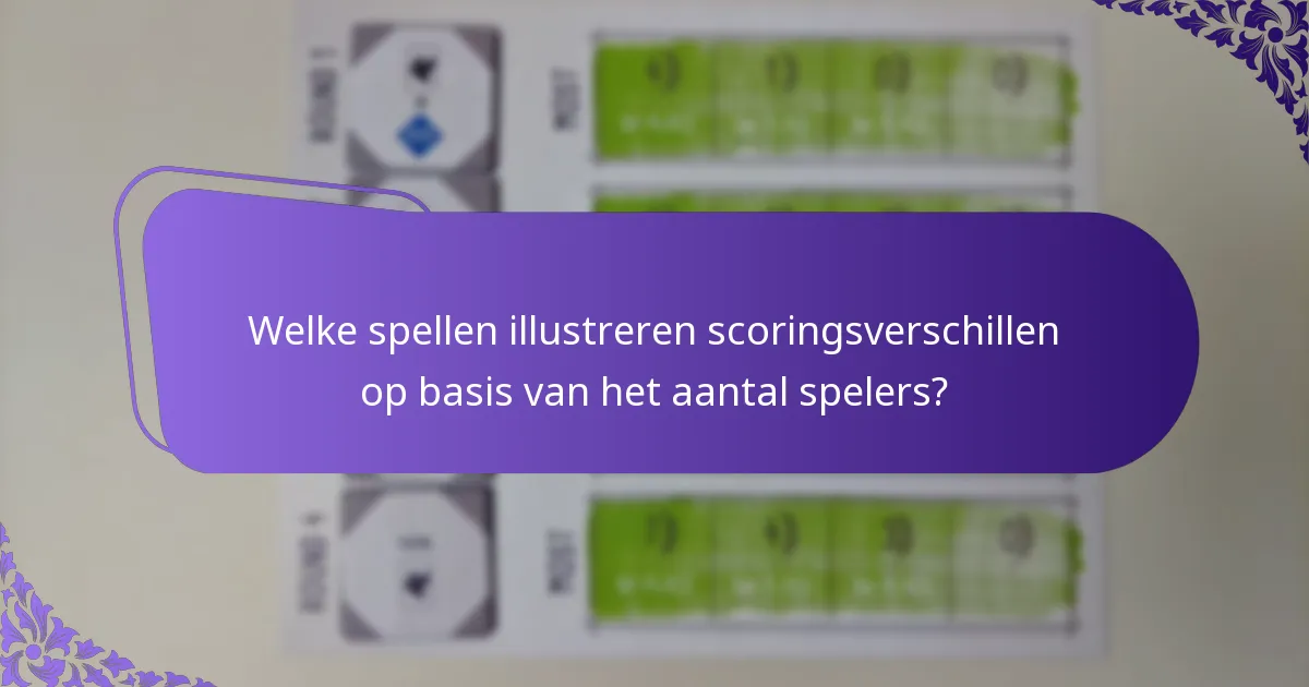 Welke spellen illustreren scoringsverschillen op basis van het aantal spelers?